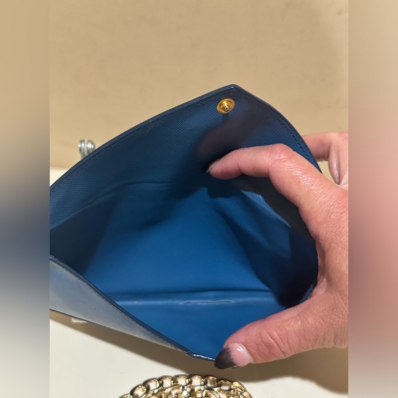 COPY - Prada Vitello Grain Blue Envelope Wallet w/unbranded Chain - Picture 11 of 14